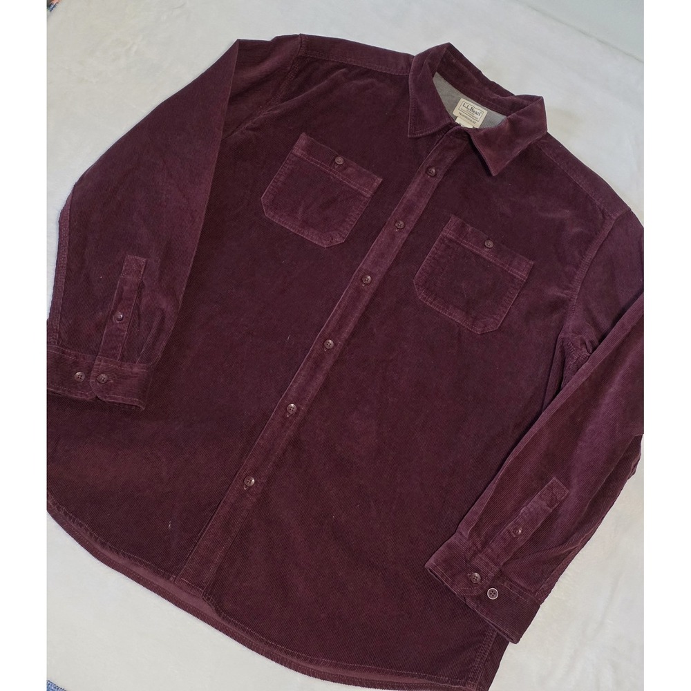 L.L. Bean Men's Corduroy Button-Down Shirt in Deep Burgundy